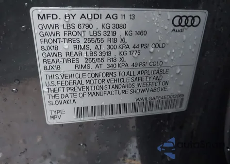 2014 Audi Q7 3.0T Premium z USA, uszkodzony, nr VIN WA1LGAFE4ED012065